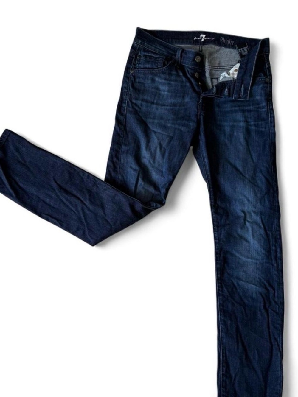 7 For All Mankind Men’s Skinny Jeans in Dark Blue Wash